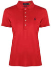 Women's Julie Embroidered Logo Short Sleeve Polo Shirt Red - POLO RALPH LAUREN - BALAAN 1