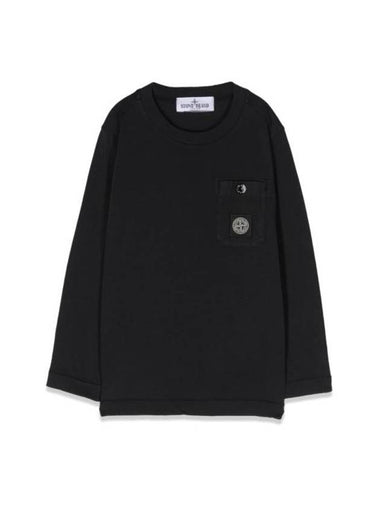 Kids Logo Patch Pocket Long Sleeve T-Shirt Navy - STONE ISLAND - BALAAN 1