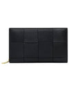 Intrecciato Zipper Around Long Wallet Black - BOTTEGA VENETA - BALAAN 2