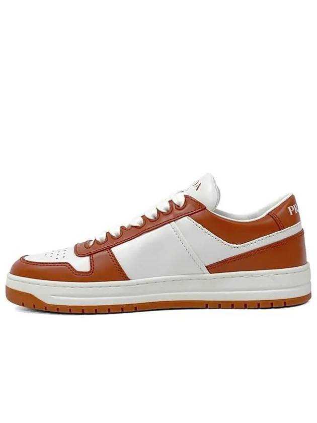 Downtown Perforated Leather Low Top Sneakers Orange - PRADA - BALAAN 6