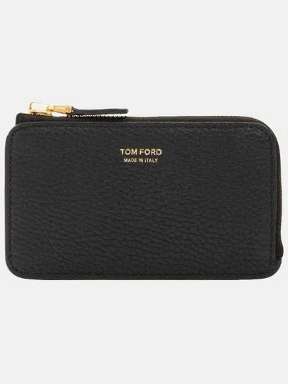 Softgrain Zipper Card Wallet Black - TOM FORD - BALAAN 2