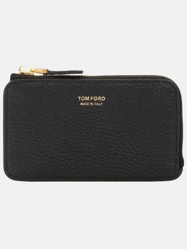 Softgrain Zipper Card Wallet Black - TOM FORD - BALAAN 3