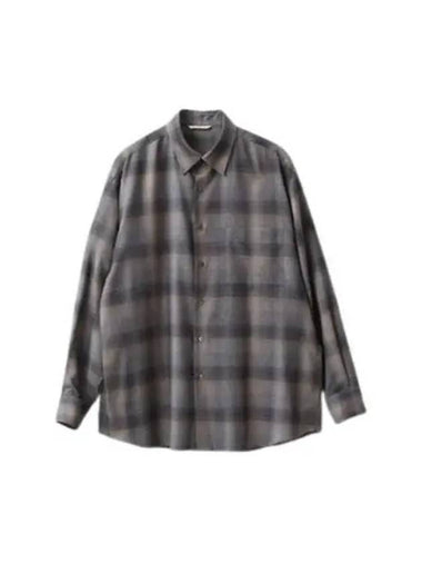 SUPER LIGHT WOOL CHECK SHIRT CHARCOAL GRAY A24AS01LC - AURALEE - BALAAN 1