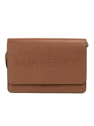 Hampshire Embossed Logo Flap Cross Bag Brown - BURBERRY - BALAAN 1