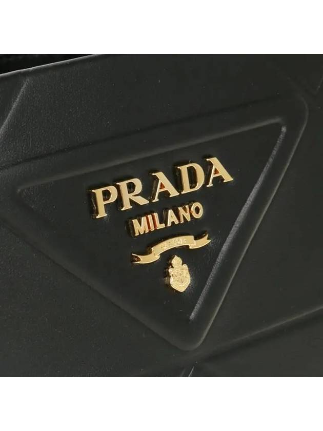 Small Symbol Logo Print Stitching Leather Cross Bag Black - PRADA - BALAAN 6