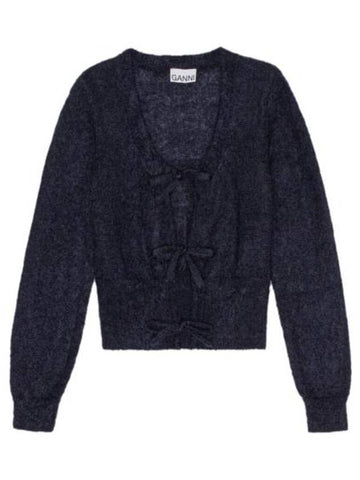 Tie String Cardigan Blue - GANNI - BALAAN 1