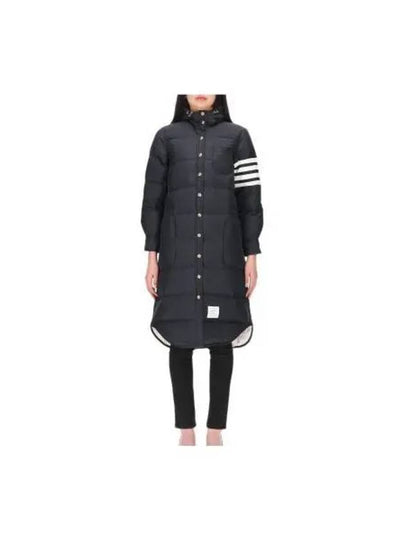 Downfilled Ripstop Classic 4 Striped Hoodie Down Long Padding Navy - THOM BROWNE - BALAAN 2