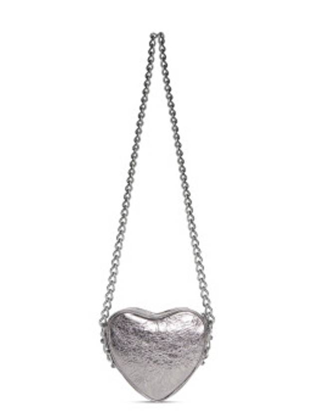 Le Cagole Heart Cross Mini Shoulder Bag Silver - BALENCIAGA - BALAAN 3