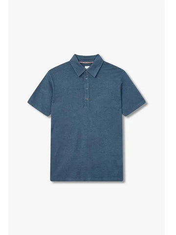 Stretch Linen Polo Shirt Blue Green - PAUL SMITH - BALAAN 1