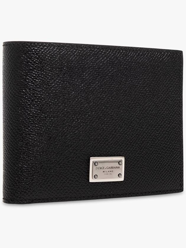 Logo Plaque Calf Leather Half Wallet Black - DOLCE&GABBANA - BALAAN 5