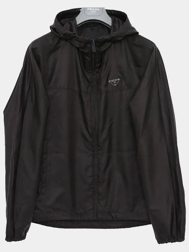 Triangle Logo Hoodie Zip Up Jacket Black - PRADA - BALAAN 4