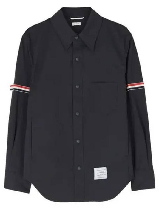 Three Stripes Armband Nylon Long Sleeve Shirt Navy - THOM BROWNE - BALAAN 2