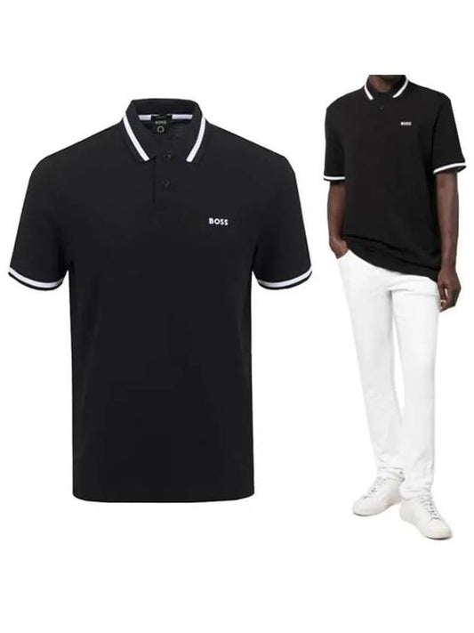 Men's Logo Cotton Polo Shirt Black - HUGO BOSS - BALAAN.