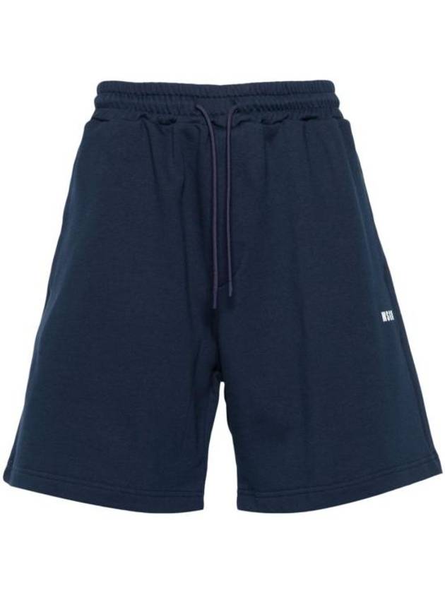 Micro Logo Cotton Shorts Navy - MSGM - BALAAN 2