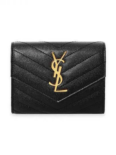 Matelasse Monogram Quilting Flap Half Wallet Black - SAINT LAURENT - BALAAN 2