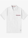 Men's Three Stripes Pocket Mercerized Short Sleeve Polo Shirt White - THOM BROWNE - BALAAN 2