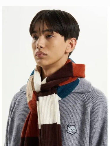 Unisex preppy striped scarf muffler Multico domestic product - MAISON KITSUNE - BALAAN 1