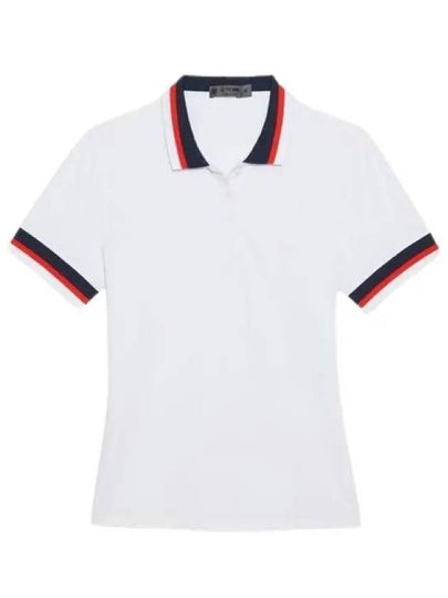 Women's Pleated Collar Tech Short Sleeve Polo Shirt White - G/FORE - BALAAN 2