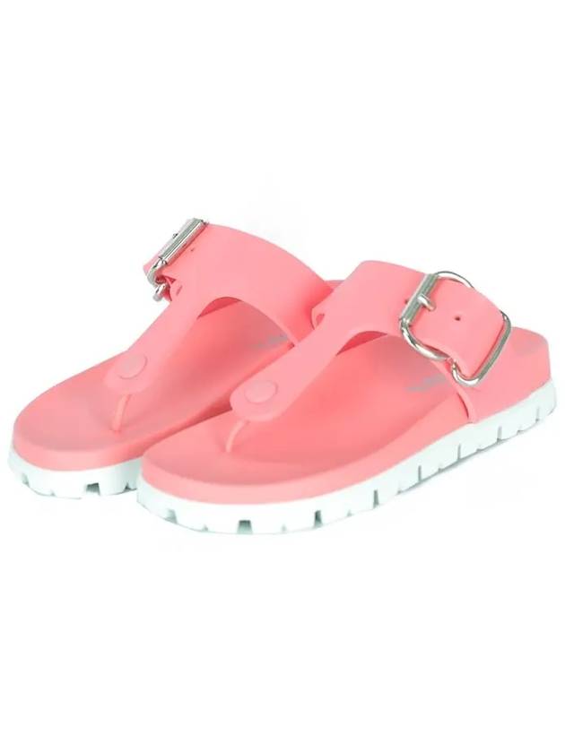 Buckle Rubber Flip Flops Pink - PRADA - BALAAN 2