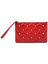 Women s Valentino SW2P0S44NAP Red Gold Candy Stud Gabarani Clutch gt Pouch Gangbuk used luxury goods - VALENTINO - BALAAN 2