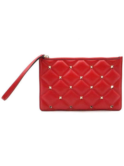 Women s Valentino SW2P0S44NAP Red Gold Candy Stud Gabarani Clutch gt Pouch Gangbuk used luxury goods - VALENTINO - BALAAN 2