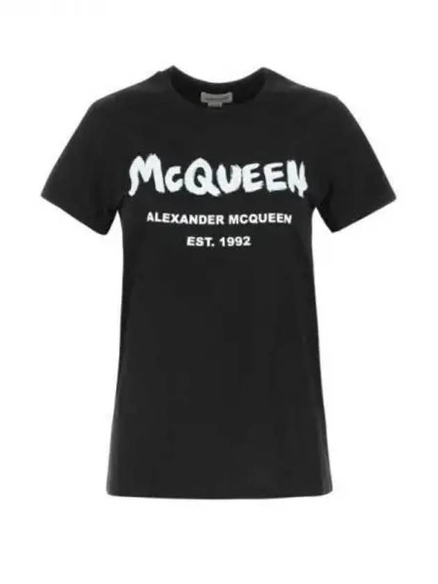 Graffiti logo short sleeve t shirt black 608614520 - ALEXANDER MCQUEEN - BALAAN 1