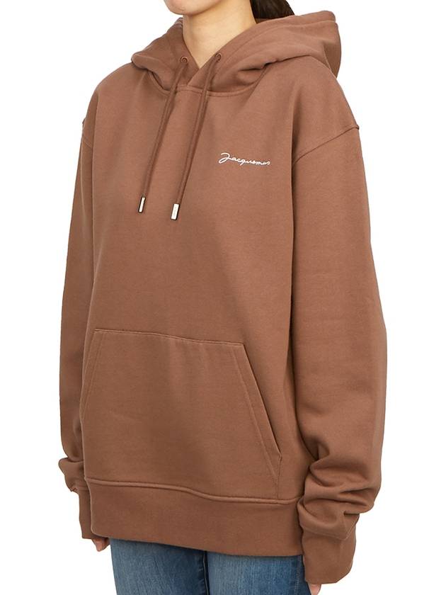 Le Brode Logo Cotton Hoodie Brown - JACQUEMUS - BALAAN 3