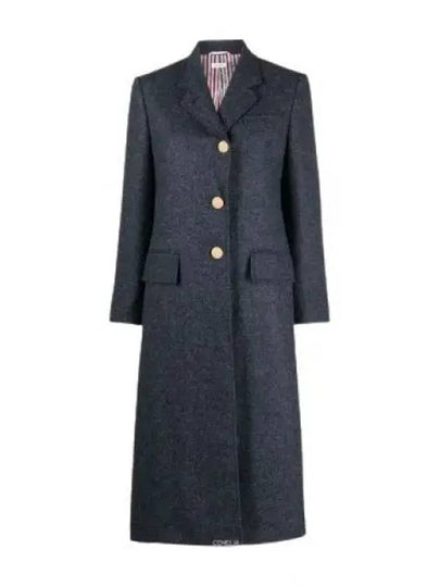 Solid Shetland Wide Lapel Single Coat Blue - THOM BROWNE - BALAAN 2