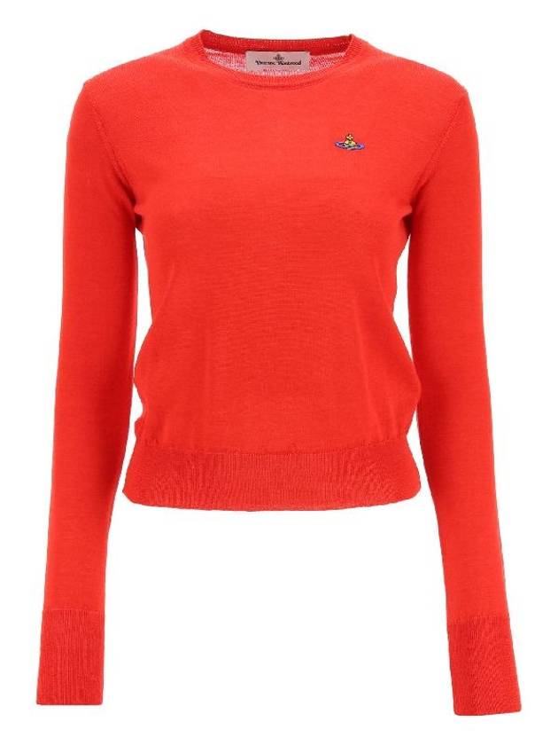 Women's Bea Jumper Embroidered Logo Knit Top Red - VIVIENNE WESTWOOD - BALAAN 1