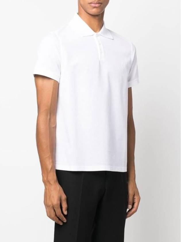 Men's Monogram Cotton Short Sleeve Polo Shirt White - SAINT LAURENT - BALAAN 3