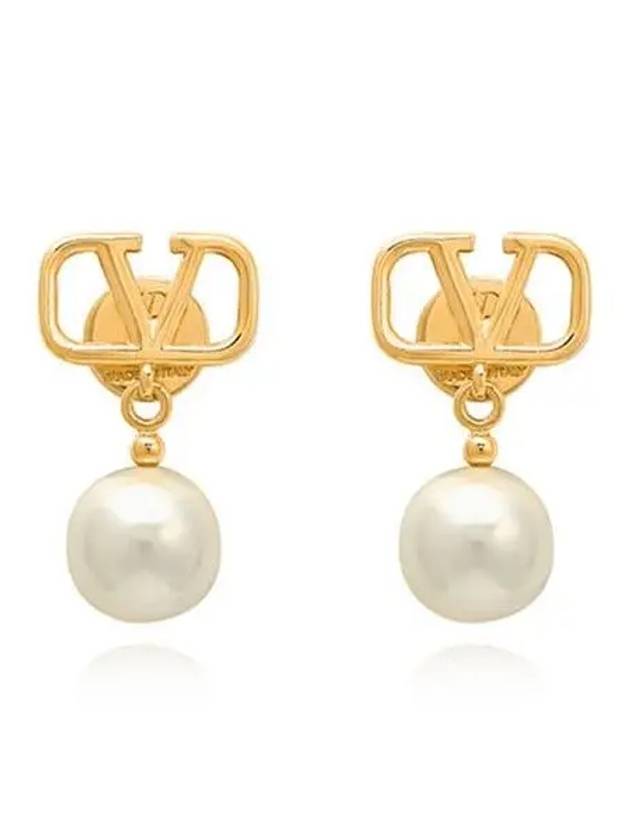 Valentino Garavani V logo signature pearl drop earrings - RED VALENTINO - BALAAN 2