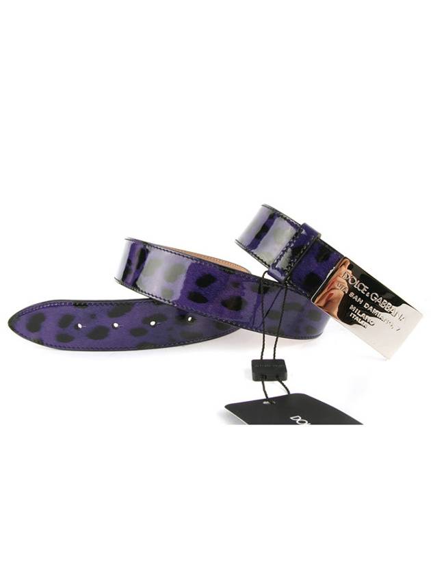 Enamel Buckle Glossy Leather Belt Purple - DOLCE&GABBANA - BALAAN 4