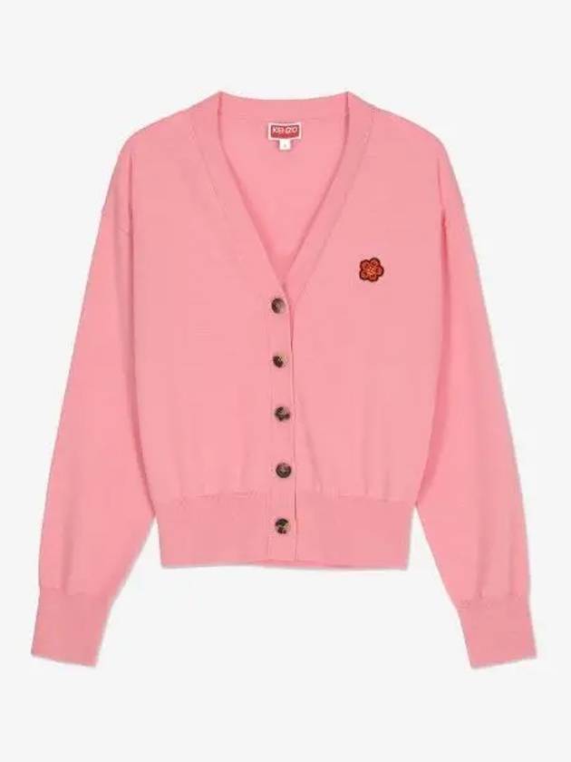 Boke Flower Embroidered Wool Cardigan Pink - KENZO - BALAAN 2