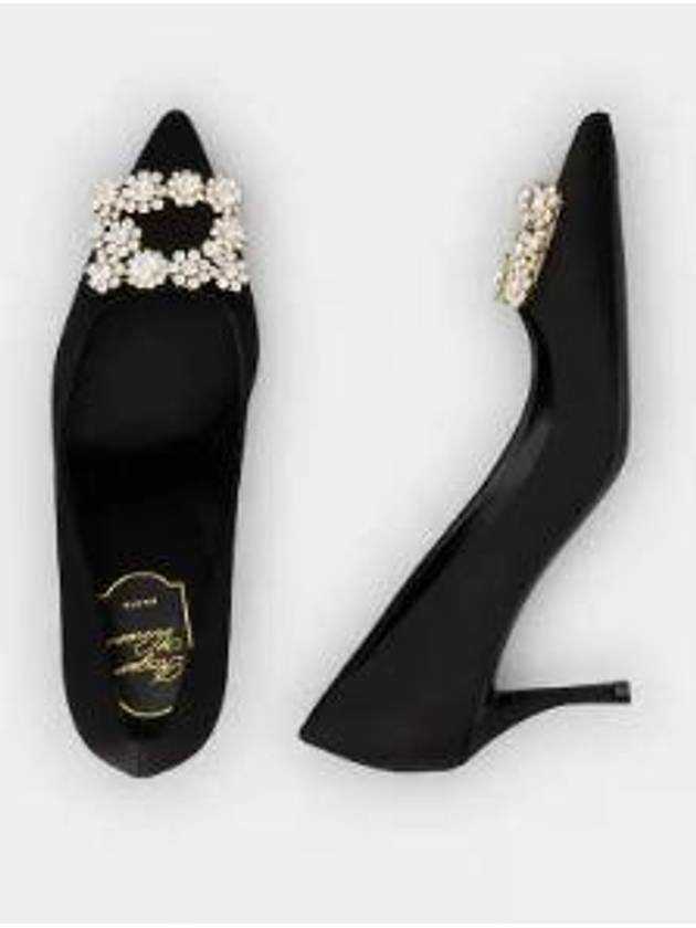 Efflorescence Crystal Buckle Satin Pumps Black - ROGER VIVIER - BALAAN 4