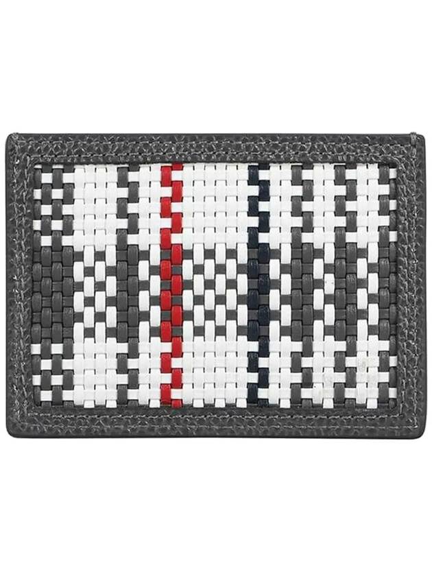 Check 2-Tier Card Wallet Grey - THOM BROWNE - BALAAN 4