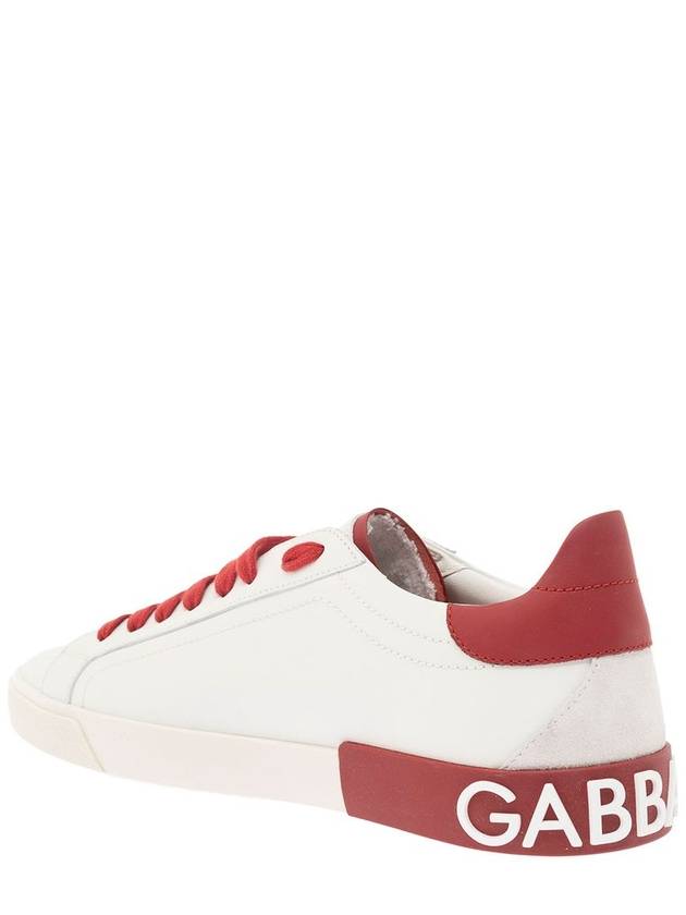 Calfskin Portofino Vintage Sneakers White Red - DOLCE&GABBANA - BALAAN 4