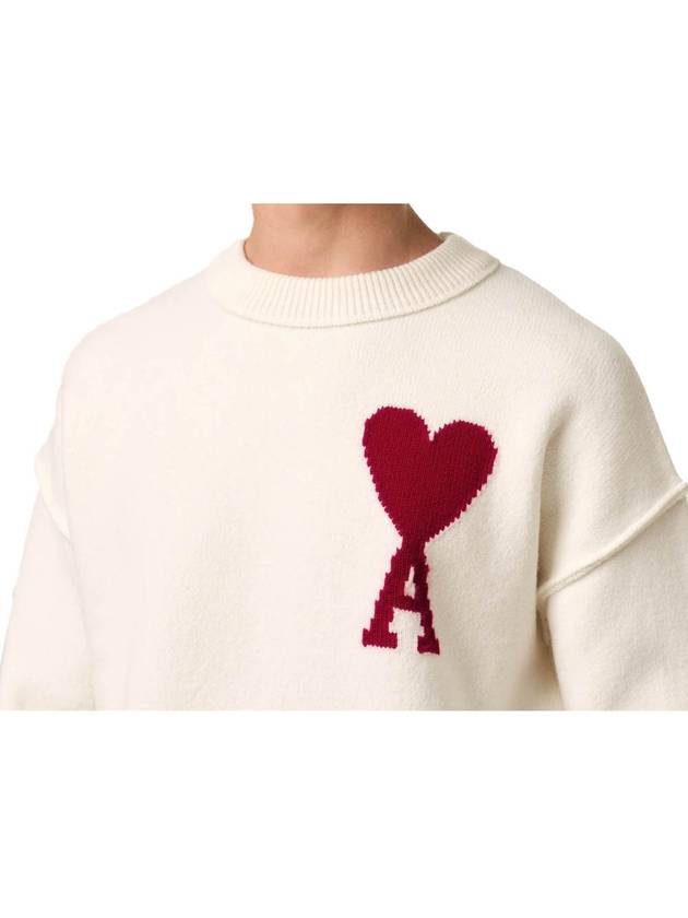 Big Heart Logo Knit Top White - AMI - BALAAN 6