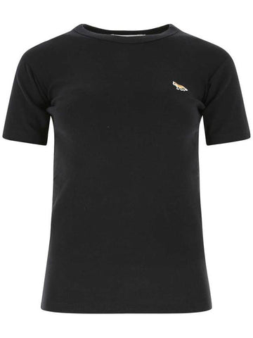 Profile Fox Patch Fitted Short Sleeve T-Shirt Black - MAISON KITSUNE - BALAAN.