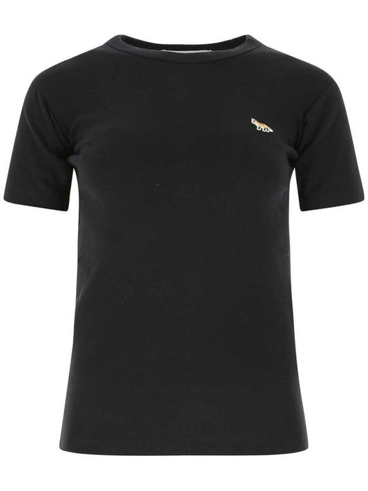 Profile Fox Patch Fitted Short Sleeve T-Shirt Black - MAISON KITSUNE - BALAAN.