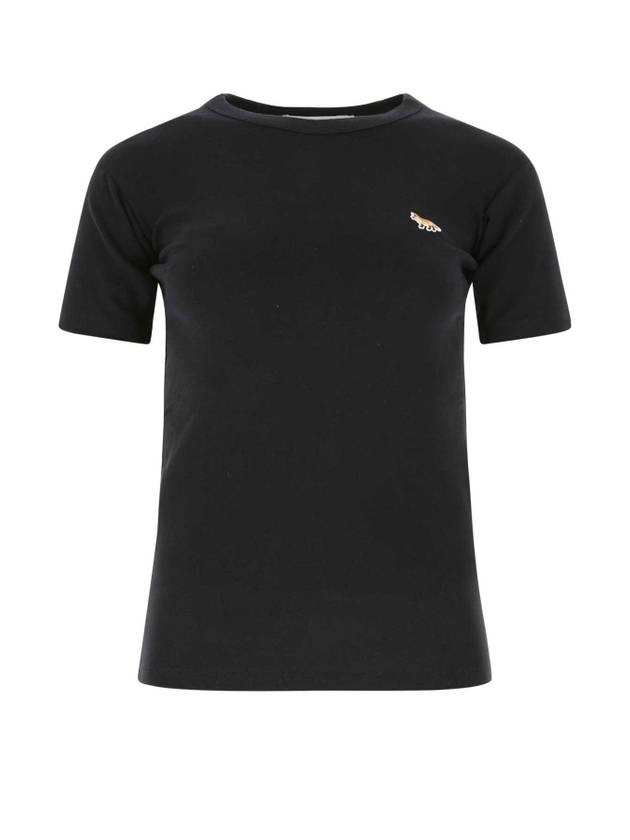 Profile Fox Patch Fitted Cotton Short Sleeve T-Shirt Black - MAISON KITSUNE - BALAAN 1