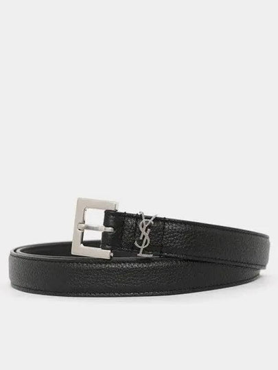 Men's Monogram Grain Belt Black - SAINT LAURENT - BALAAN 2