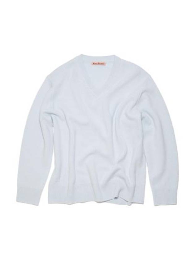 V-neck Wool Cashmere Knit Top Light Blue - ACNE STUDIOS - BALAAN 2