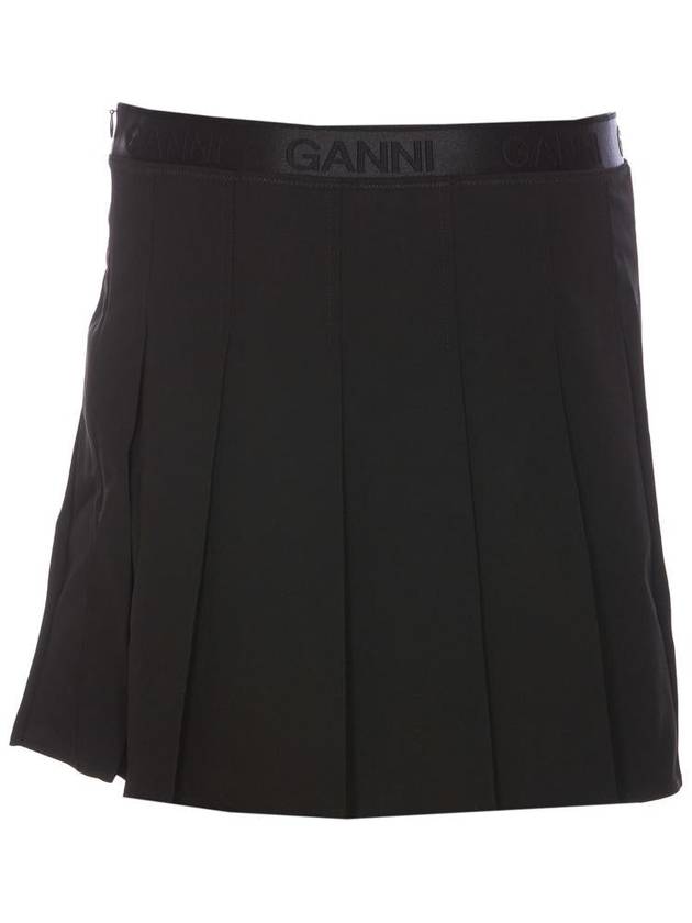 Light Twill Mini Pleated Skirt Black - GANNI - BALAAN 3