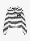 Fox Head Intarsia Regular Striped Cardigan Black White - MAISON KITSUNE - BALAAN 3