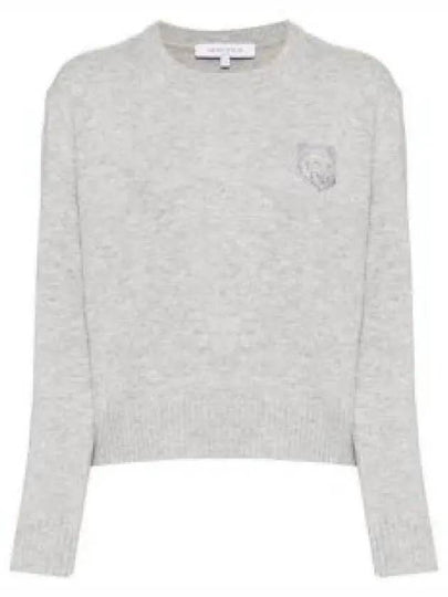 Bold Fox Head Embroidered Crop Knit Top Grey - MAISON KITSUNE - BALAAN 2