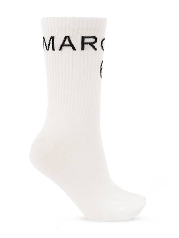 MM6 Logo Socks White - MAISON MARGIELA - BALAAN 1