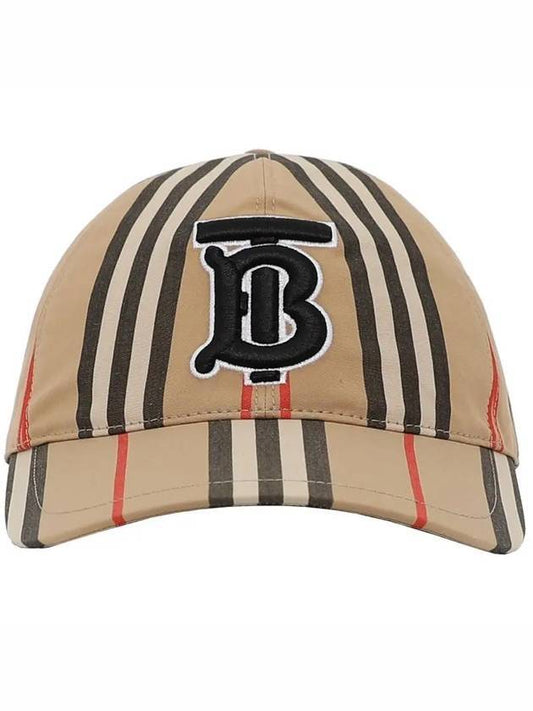 TB Monogram Stripe Cotton Ball Cap Beige - BURBERRY - BALAAN 1