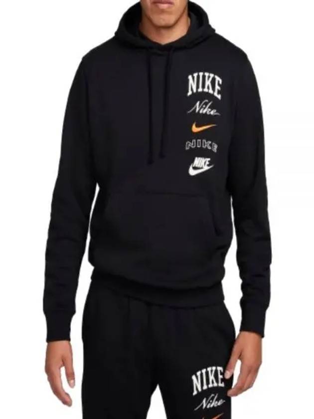 Club Fleece Stack Logo Hoodie Black - NIKE - BALAAN 2