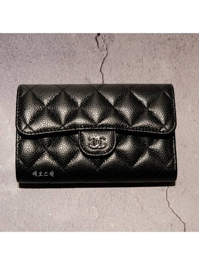 Classic Flap Wallet Grained Calfskin & Silver Black - CHANEL - BALAAN 2