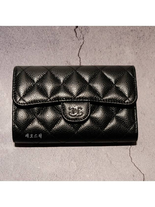 Classic Flap Wallet Grained Calfskin & Silver Black - CHANEL - BALAAN 2